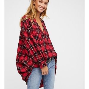 Free People Tunic Plaid Oversized Top